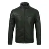 Ropa Hombres Kahki Grueso Mullido Chaqueta de moto Cuero de imitación Gran tamaño Biker Moto Chaqueta Hombre Invierno Peludo Chaqueta Pu Cuero tops L220725