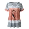 Women's T-Shirt Womens Casual Fashion Feather Printing Round Neck Short Sleeve T Long Tall Shirt Women Tops For Leggings SleeveWomen's