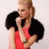 Kvinnor Real Ostrich Feather Fur Shaw Shawl Wraps Brud Wedding Party Cape Dinner
