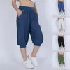 Pantaloni da donna di marca super solidi con bottoni in morbido cotone di lino Pantaloni da yoga per pilates da donna primavera estate più pantaloni grassi taglia fertilizzante 220725