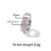 Bubbelbrief Roze elliptische zirkoonstenen Volledige 3 rijringen Hip Hop Iced Out Dames sieraden