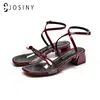 Sandaler Josiny 4 5cm Kvinnor Skor Sandaler Elegant Sommardendens Kvinnlig Båge PVC Öppna Toe Low Heel Sandals Ankelbandskor 220318