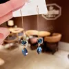 Élégant Vintage tempérament Long bleu Royal renard pendentif boucles d'oreilles pour les femmes mode coréenne balancent boucle d'oreille fête bijoux cadeau