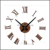 Relojes de pared decoración del hogar jardín Vintage textura de madera 3D números romanos reloj decoración del hogar pegatina de madera Jllhyk Soif Drop Delivery 202