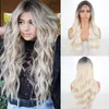 Synthetic Wigs Ash Blonde Lace Front Hairline Wig Ombre For Female Women Cosplay Er Long Natural Wave Hair