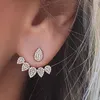 Stud Trendiga bladörhängen Full Crystal Front Back Double Sided For Women Fashion Ear Jewelry Piercing EarringSstud