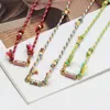 Anhänger Halsketten Wunschkarte Natur Baumwollschnur Emaille Kupfer Perlen Halskette für Frauen Mädchen Modeschmuck Geschenke Boho Glücksbringer ChokerStift