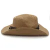 Berets Men Women Soft Straw Western Cowboy Hats Wide Brim Sunhat Party Travel Outdoor Caps Classical Retro Sombrero UK Size L US 7 1/4Berets