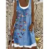 Mouwloze t -shirt jurk vrouwen nep tweedelig zomer 2xl 3xl groot formaat kleurblok es casual 220521