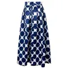 Gonne Vintage Zipper Vita alta Polka Dots Maxi gonna stampata Autunno Casual Elegante Donna Lunga gonna a pieghe nera / blu / rossa Gonne