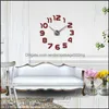 Orologi da parete Home Decor Garden Design Orologio Orologio Horloge 3D Fai da te Adesivi specchio acrilico Decorazione Soggiorno 1350 V2 Drop Delivery 2021