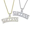 Iced Out Success ketting hanger met touwketting bling 5a kubieke zirkon kettingbrieven sieraden mode mannen vrouwen cadeau