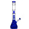 Shisha-Bubbler, 10,6 Zoll, Quasi-Center-Logo-Stil, Downstem, Perc-Glasbongs, gerade Rauchpfeife, Bohrinseln mit 14-mm-Gelenkkopf