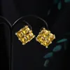 Varumärke Fashion Luxury Micro-Set Shiny Zircon S925 Silver Needle Stud Earrings Women High-End 18k Gold Plated Earring Jewelry