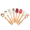 New Christmas Wooden Handle tools Kitchen Fondant Cake Cream Spatula Silicone Butter Scraper Baking Tools Espatula Silicona C0711G12