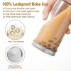 Reusable Glass Cup Bubble Tea Tumbler Wide Mason Mug Jar with Lid and Straw Food Container Sealed Tank 22 OZ