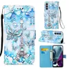 Butterfly Leather Wallet Cases For Motorola MOTO G Stylus 2022 5G 4G G Pure E20 E30 E40 Power G51 G71 G200 G22 Lace Flower Tiger Tower Animal Cartoon Holder Flip Cover