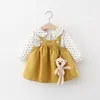 Autumn Baby Girls Clothes Outfits Toddler Princess Flower T-Shirt+ Strap Dress Suits for Clothing 1 Year Birthday Set 220507