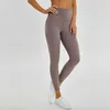 L-85 Naked Material Women yoga pants Solid Color Sports Gym Wear Leggings High Waist Elastic Fitness Lady Overall Tights Workout