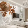 Papier peint 3D personnalisé papier peint Mural 3d motif Vintage tour fleurs peinture murale pour salon Wallpapers289I7733410