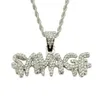 Colliers de pendentif Hip Hop Savage Diamond Diamant Lettre cloutée Collier Pendant Men Trendy Pendant 220525