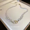 Anhänger Halsketten Perle Brief Halskette Koreanische Mode Design Einfache Kugel Kristall Halsband Kette Hals Temperament Großhandel