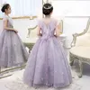 Girl's Dresses Violet Lace Christmas Kids Princess For Flower Girls Ball Gown Clothes Elegant Party Wedding Costumes Children Costume