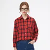 Märke Rutig skjorta Dam Lös Plus Size Blus Dam Långärmad Blus Bomull Flanell Fritidsskjorta Dam Toppar Blusas 220425