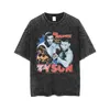 Мужские футболки Мужская футболка Vintage Tyson Graphic Oversize Cooton Washed Hole Loose Casual Harajuku Print T Shirt Tee TopMen's