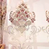 Rideau de Style européen pour salon salle à manger chambre Chenille tissu broderie rose cantonnière Tulle fenêtre 220511