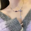 Collier Original y2k en métal plissé en zircon violet, chaîne d'amour, attrape le dieu féerique de l'éphémère dans la poussière