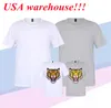 local warehouse sublimation blank T-shirt heat transfer shirt white grey color polyester shorts sleeve crew neck clothes 50pcs/carton