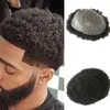 Pela fina Toupe cacheada Afro 6mm 10mm 20mm Man tecer cabelo preto masculino cacheado toupees 100% Humanos Wigs Full Machine feita