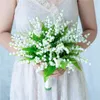 Gelin Aksesuarları için Düğün Çiçek Buket Calla Lily Gelin Buket Nedime Beyaz Lale Vadisi Evlilik Dekorasyonu