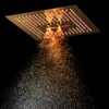 Shower System with Rainfall Showerhead Brushed Gold Jet for the Bathroom Shower Set LED Lights Jets Waterfall Massage Concealed Mixer