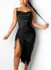 Asia Ruched Satin Summer Dress Drawstring Spaghetti Straps Cowl Neck Backless Long Dresses for Women Party Sexy Vestidos 220615