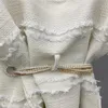 Robes de piste designer 2022 femmes été robe a-ligne robes en tweed avec ceinture de perles femme milan piste designer robes sans manches gland débardeurs