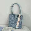 Moda Bolsa de ombro de flor azul confortável e generoso e versátil bolsa de colocação