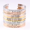 Bangle Trendy Creative Gold Plate Stainless Steel DIY Engrave Words Opening Adjustable Bracelets For Women Fashion JewelryBangle