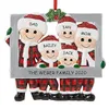 빠른 수지 크리스마스 장식 귀여운 크리스마스 가족 장식 레드 격자 무늬 산타 클로스 펜던트 DIY 이름 사진 프레임 크리스마스 트리 장식품 선물 C0809X5