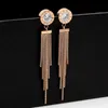 Stud Fashion People Titanium Steel Anti-allergic Tassel Earrings Roman Digital Hanging Double Circle KE804Stud Kirs22