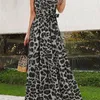 Celmia Bohémien Summer Dress Women Leopard Stampa leopardo lungo abiti da carro armato senza maniche per feste per vacanza Casual Bilted Maxi Vestido Mujer 220526