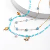 Collana girocollo con perline di cristallo in pietra naturale Collana con ciondoli a catena di perle con ciondolo a forma di stella marina da cocco Gioielli da donna