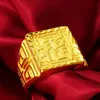 Eheringe, verstellbar, reiner alluvialer Goldring, chinesisches Schriftzeichen „Segen“, Glück für Männer, Hochzeit