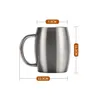 Tasse à bière en acier inoxydable, résistante à la chaleur, eau, lait, thé, café, avec poignée, bureau, cuisine, maison, outils pour boissons, 450ml, 1 pièce