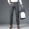 4 kolory jesień i zima polar męska ciepłe spodnie dorywczo biznes proste grube spodnie stretch spodnie męskie marki odzież 220325