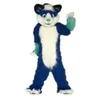 Hallowee Blue Long Fur Wolf Mascot Costume Top Quality Cartoon Animal Personaggio a tema Anime Carnevale Adulto Unisex Dress Christmas Birthday Party Outdoor Outfit