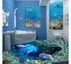 مخصص صور الأرضيات خلفيات 3d ملصقات الحائط الحديثة البحر الأبيض المتوسط ​​3d تحت الماء الحيوان العالم دولفين المرجان الطابق اللوحة جدار أوراق الديكورات المنزلية