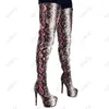 Rontic Yeni El Yapımı Kadın Bahar Uyluk Çizmeler Yan Fermuar Stiletto Topuklu Yuvarlak Ayak Muhteşem Yılan Kulübü Ayakkabı ABD Boyutu 5-20