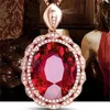 colares de prata luxuoso clássico princesa rubi pingente oval oval pombo sangue vermelho turmalina pingente de cor 18k colar de 18k